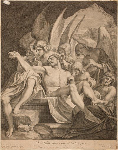 Die Dreifaltigkeit mit dem toten Christus, 1668 von Lodovico Carracci